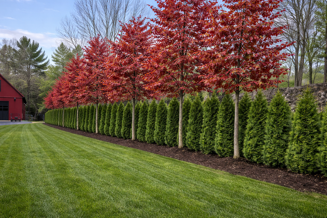 Privacy Trees MA, NH & ME | Arborvitae, Green Giant & Screening Trees ...